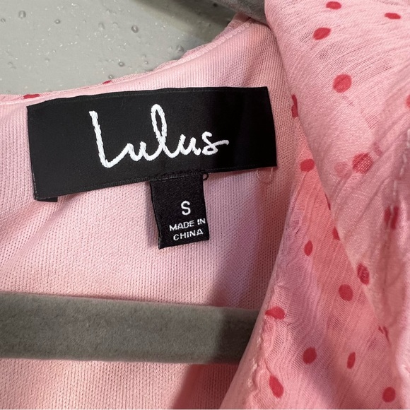 Lulu’s Pink Polka dot Flirty Ruffle Wrap Dress Retro 40s 50s style zipper small - Picture 10 of 12